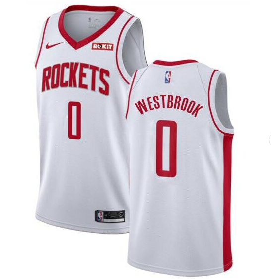 Men's Houston Rockets #0 Russell Westbrook White NBA Stitched Jersey Men's Houston Rockets #0 Russell Westbrook White NBA Stitched Jersey